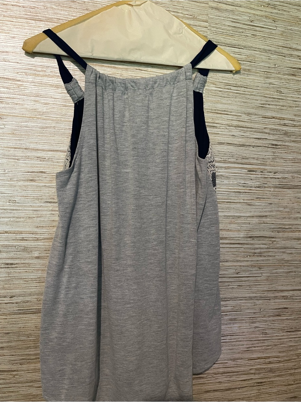 Rewind Grey Tank with Cream Lace Overlay - Picture 2 of 4